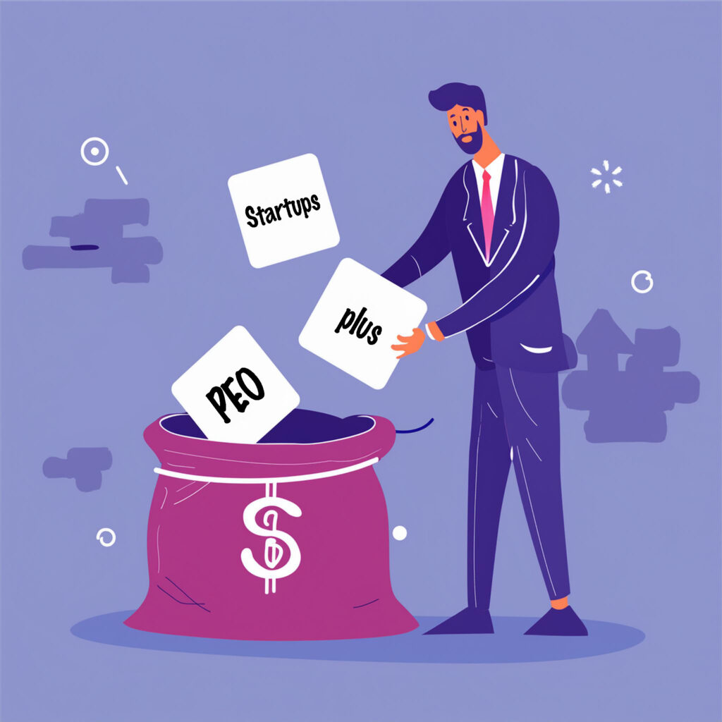 venture capitalists putting cubes into a money sack