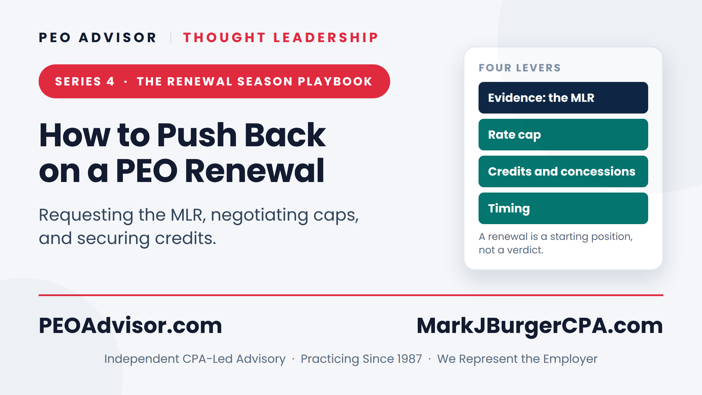Negotiating a PEO renewal - requesting the medical loss ratio and securing a rate cap.