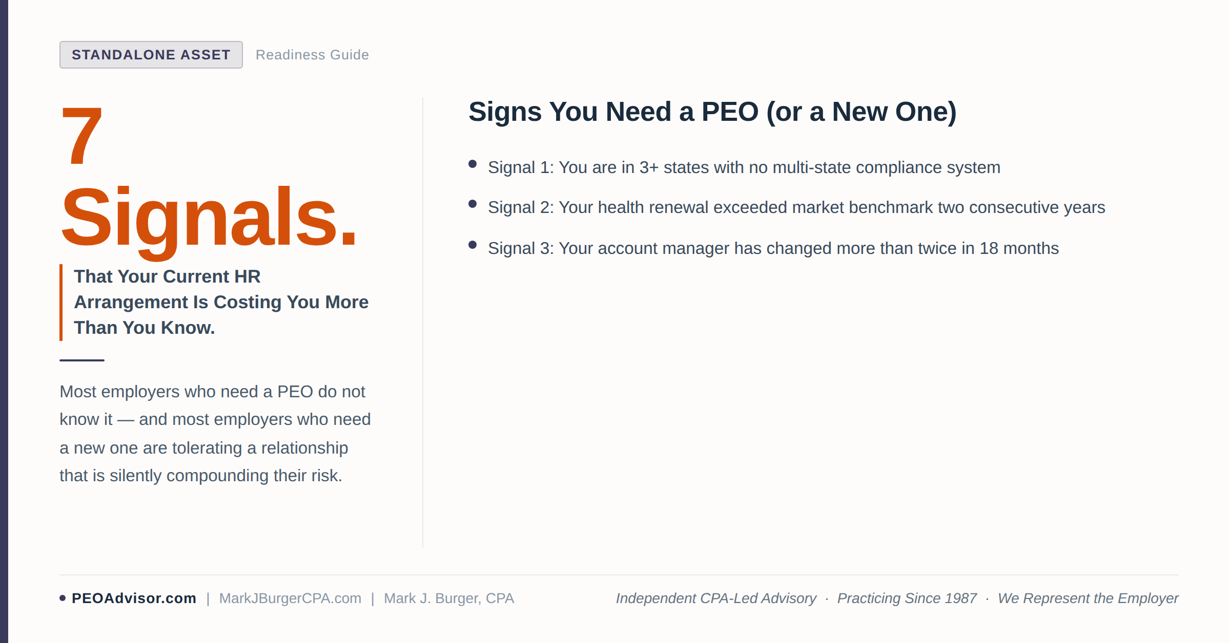 Signs you need a PEO, or a new one - a readiness and relationship-health checklist.